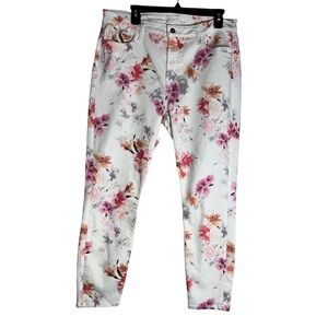 NWT 7 For All Mankind Jen‎ 7 Women's Size 16 Summer Flowers Off White Jeans